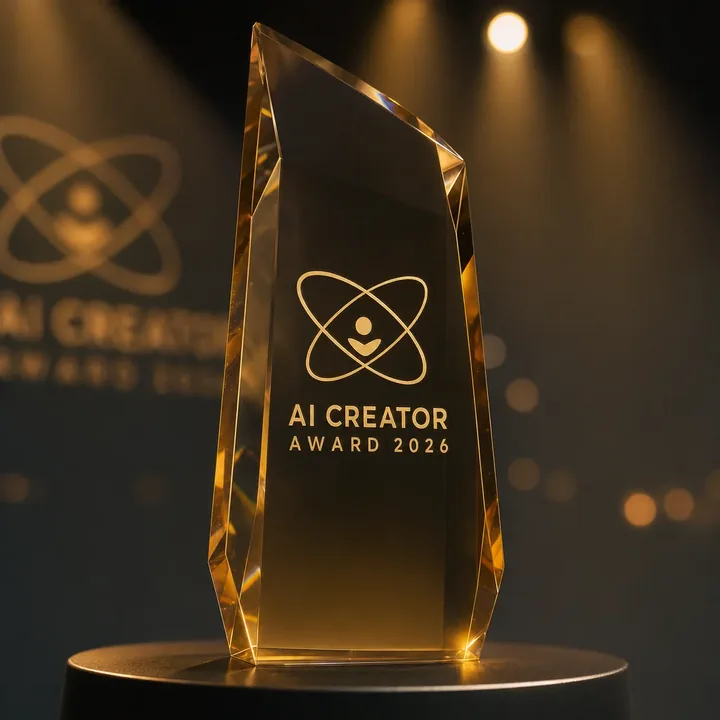 The trophy on stage, square — for a thumbnail or an icon